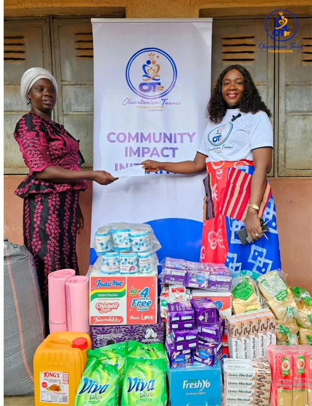 Sharing food and household essentials during outreach.